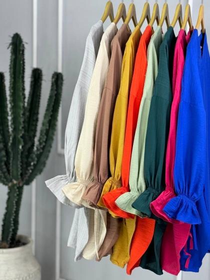 مانتو جلوبسته استین چین تابستانه و خنک قانع کد3903