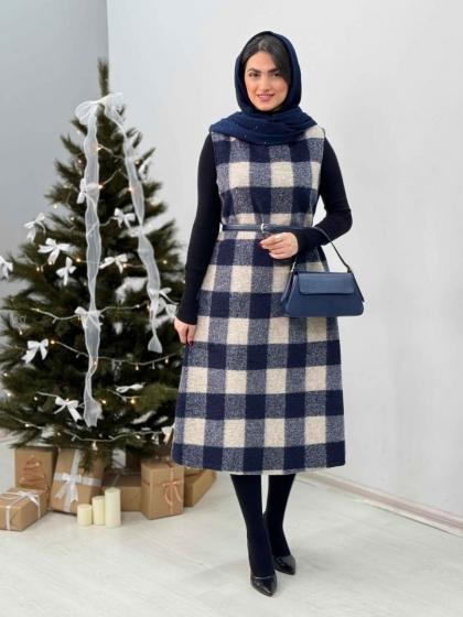 پیراهن چهارخونه حلقه ای زنانه و دخترانه پادمیرا کد4887