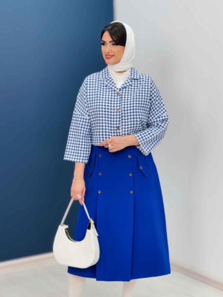 فروش جذاب ست مازراتی شومیز کراپ و دامن کهربا کد5626